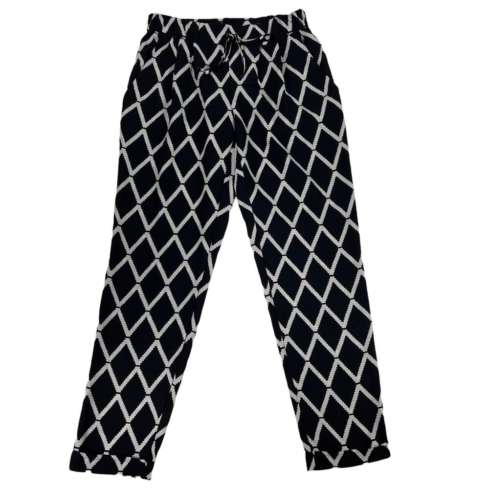 A. Byer Career Dress Pants Black & Cream Geometric Print Size Small